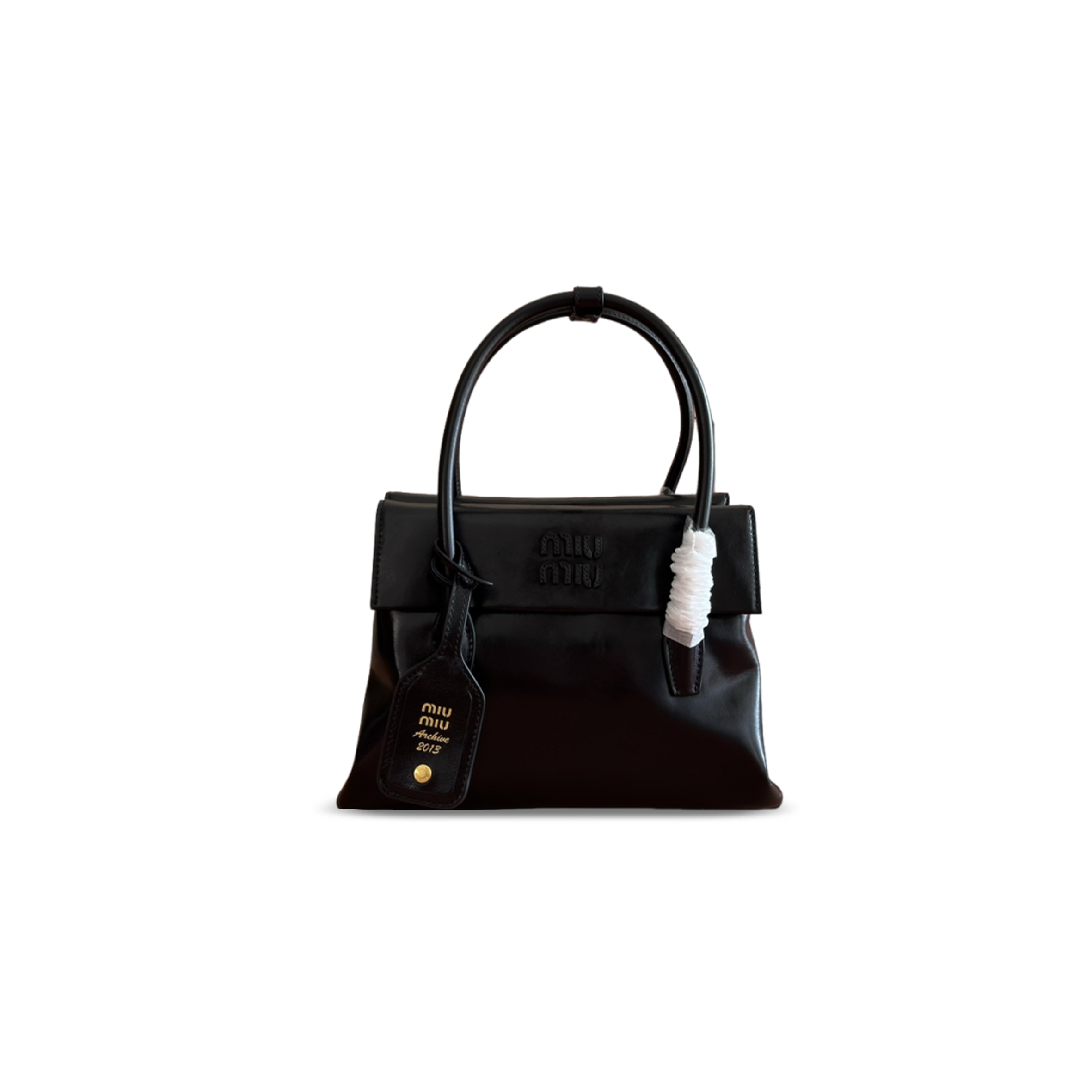 MIU MIU SMALL SOLITAIRE SHINY LEATHER BAG 5BA301 (23*18*10cm)